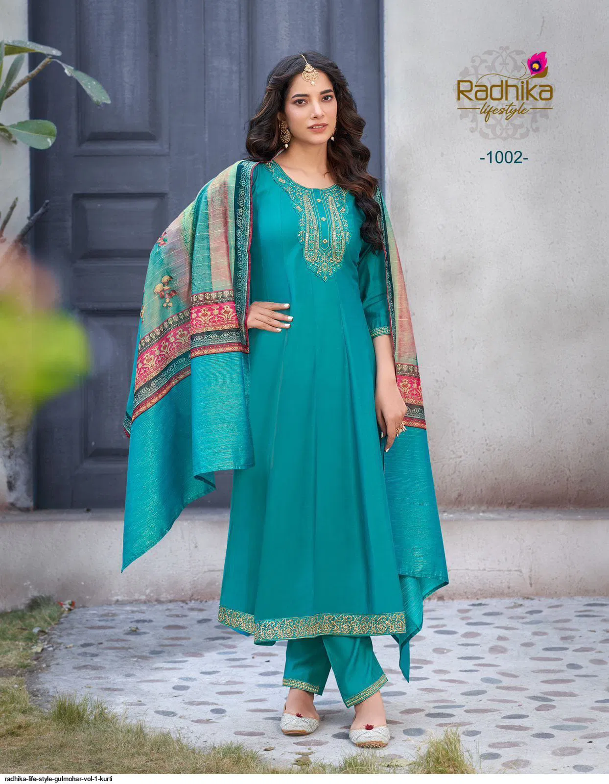Gulmohar Vol 1 By Radhika Roman Silk Long Anarkali Kurtis With Bottom Dupatta Wholesale Shop In Surat